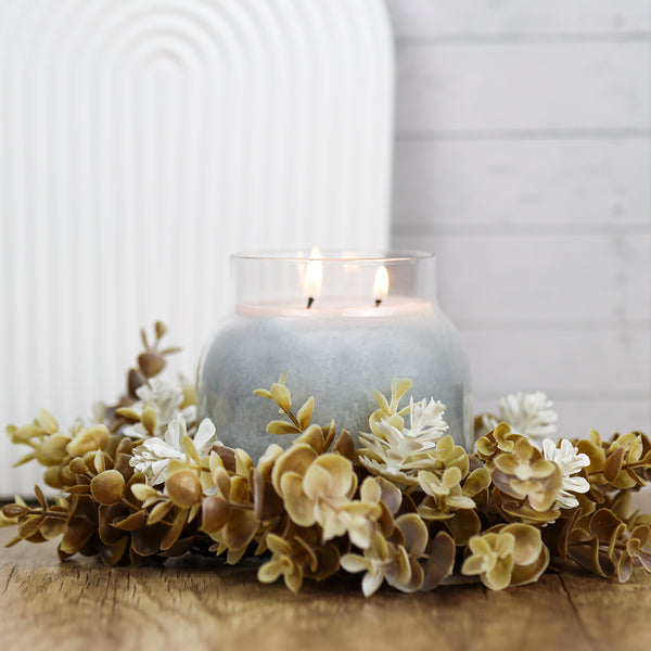A Cheerful Giver Ashen Leaves & Succulent - Candle Ring
