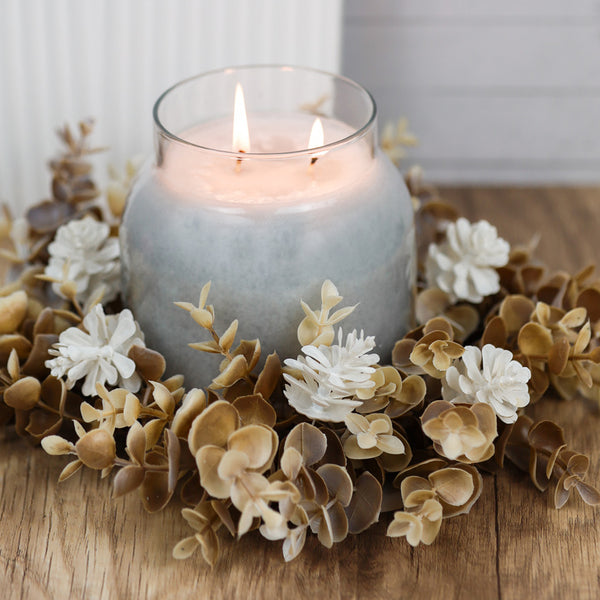 A Cheerful Giver Ashen Leaves & Succulent - Candle Ring