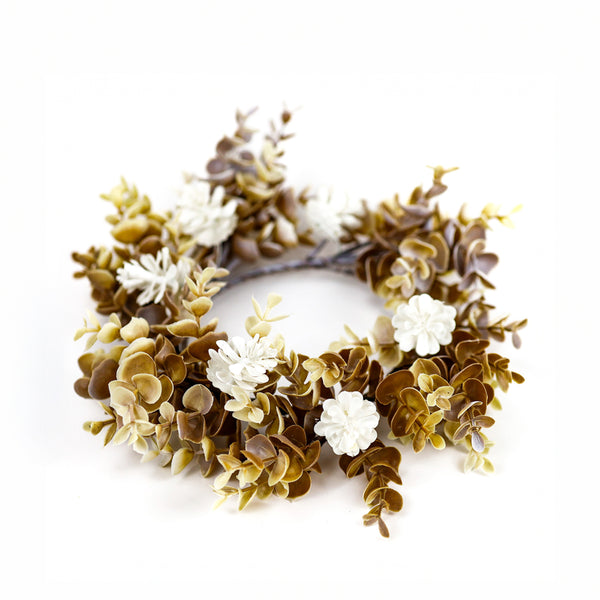 a cheerful giver Ashen Leaves & Succulent - Candle Ring