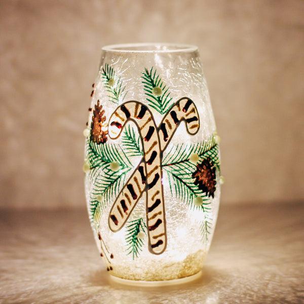 A Cheerful Giver Candy Cane - Crackle Glass Short Vase