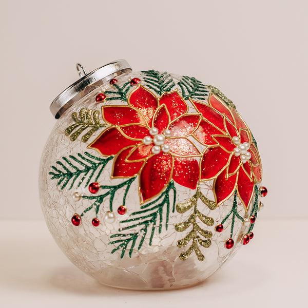 a cheerful giver Cheerful Poinsettia - Crackle Glass Ornament