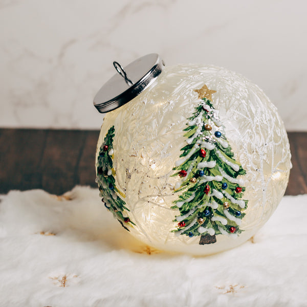 A Cheerful Giver Christmas Tree - Crackle Glass Ornament