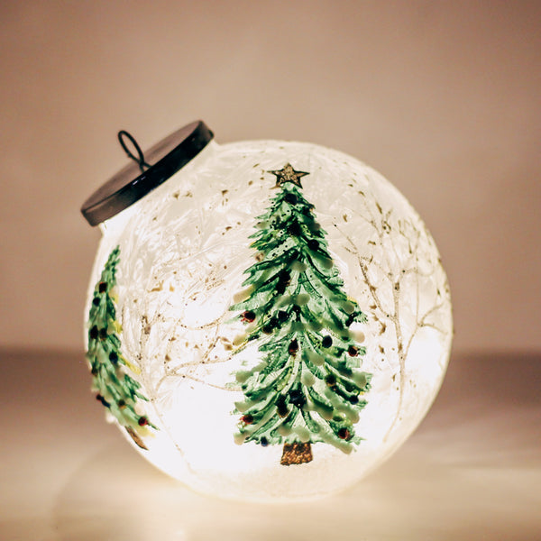A Cheerful Giver Christmas Tree - Crackle Glass Ornament