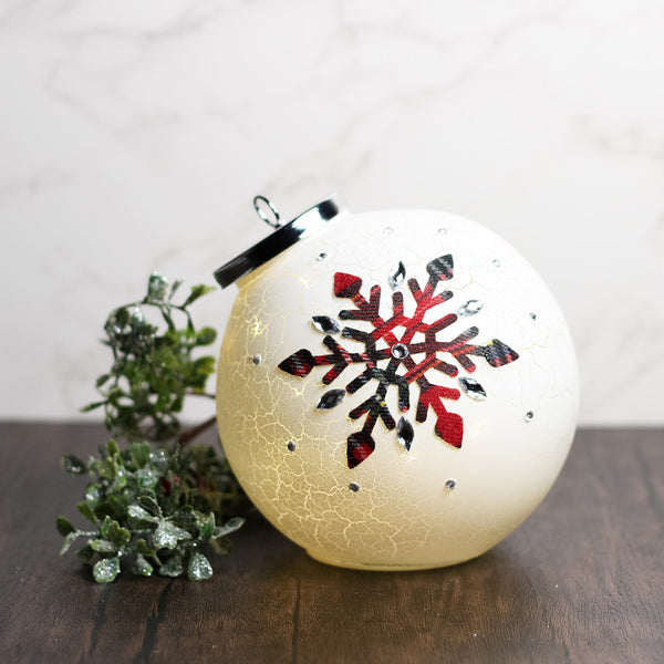 A Cheerful Giver Crackle Snowflake - Crackle Glass Ornament