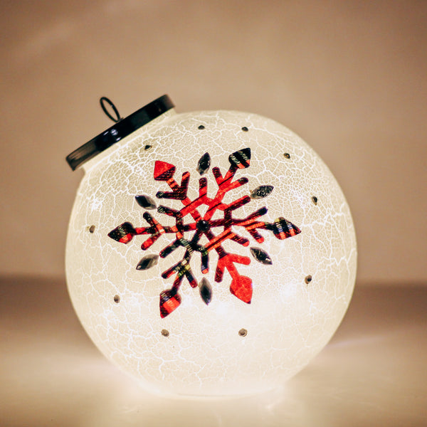 A Cheerful Giver Crackle Snowflake - Crackle Glass Ornament