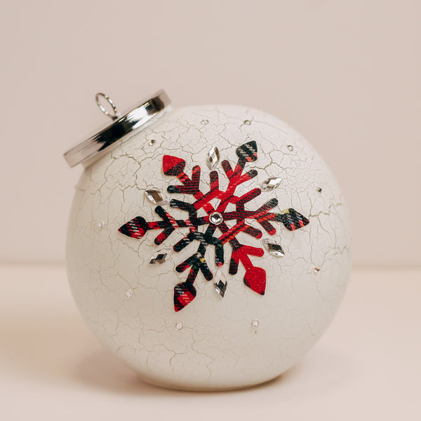 a cheerful giver Crackle Snowflake - Crackle Glass Ornament