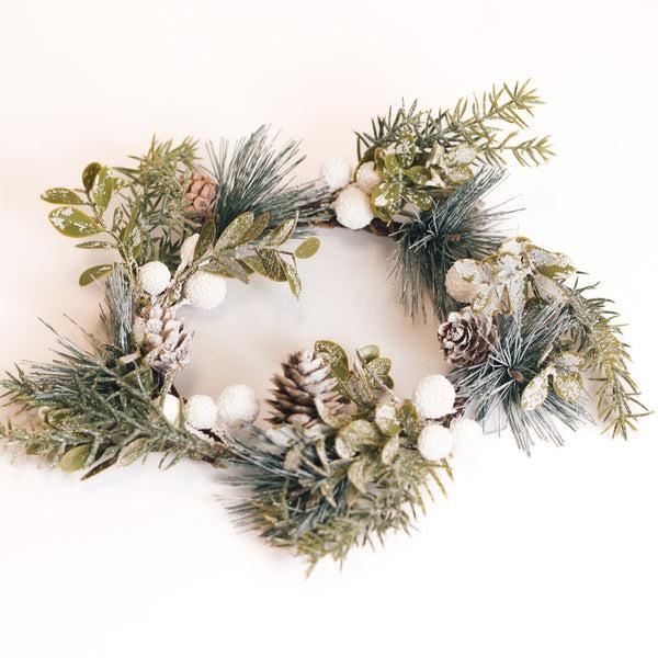 a cheerful giver Flocked Snowballs & Spruce - Candle Ring