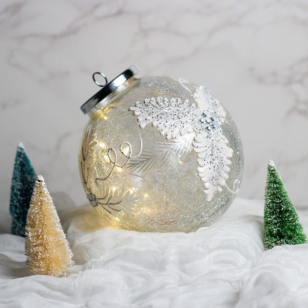 A Cheerful Giver Frosted Pine - Crackle Glass Ornament