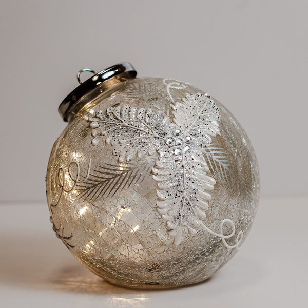 A Cheerful Giver Frosted Pine - Crackle Glass Ornament
