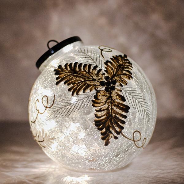 A Cheerful Giver Frosted Pine - Crackle Glass Ornament
