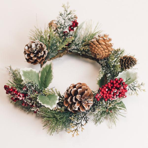 a cheerful giver Frosted Pine with Berry - Candle Ring