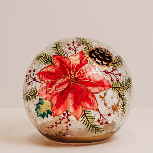 a cheerful giver Golden Poinsettia - Crackle Glass Orb
