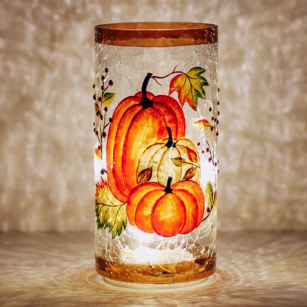 A Cheerful Giver Harvest Pumpkin - Crackle Glass Pillar