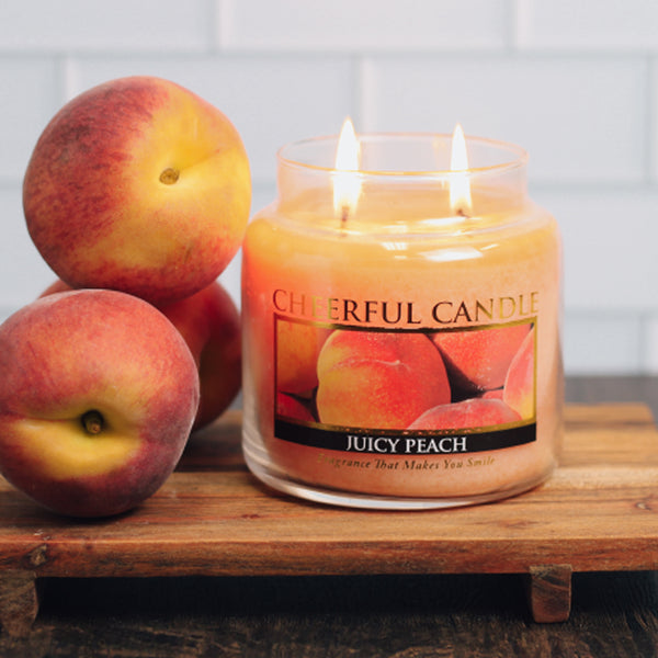 A Cheerful Giver Juicy Peach Scented Candle -16 Oz Double Wick Cheerful Candle