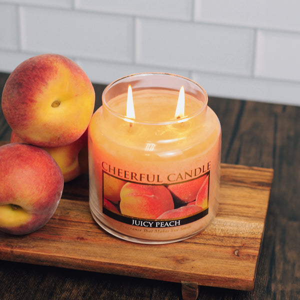 A Cheerful Giver Juicy Peach Scented Candle -16 Oz Double Wick Cheerful Candle