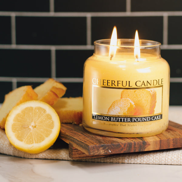 A Cheerful Giver Lemon Butter Pound Cake Scented Candle -16 Oz Double Wick Cheerful Candle