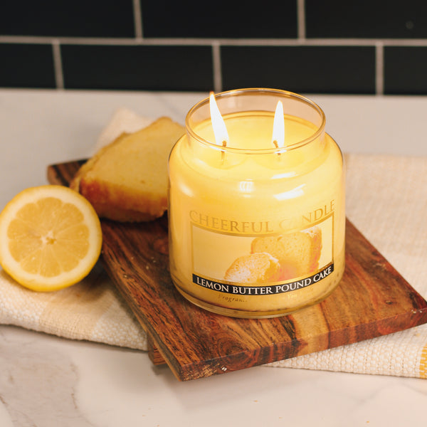 A Cheerful Giver Lemon Butter Pound Cake Scented Candle -16 Oz Double Wick Cheerful Candle