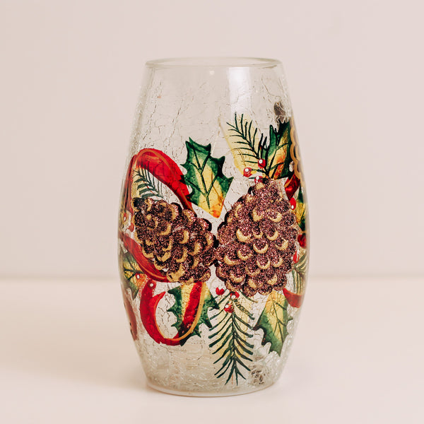 a cheerful giver Pinecones - Crackle Glass Short Vase