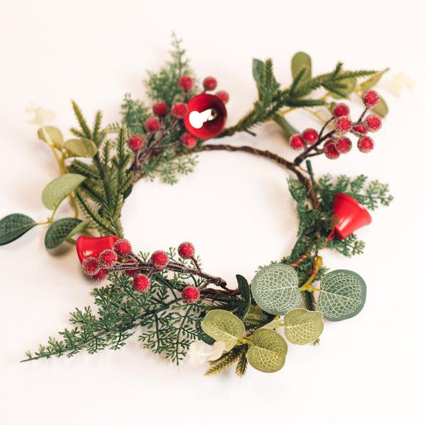 a cheerful giver Ringing Bells & Mixed Greens - Candle Ring