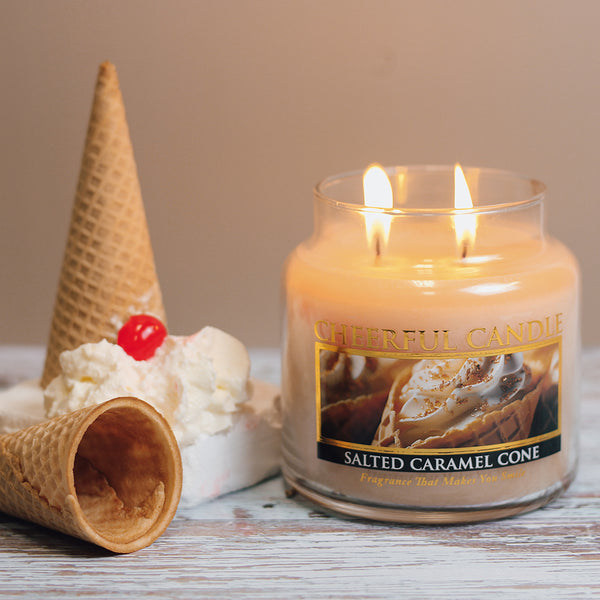 A Cheerful Giver Salted Caramel Cone Scented Candle -16 Oz Double Wick Cheerful Candle