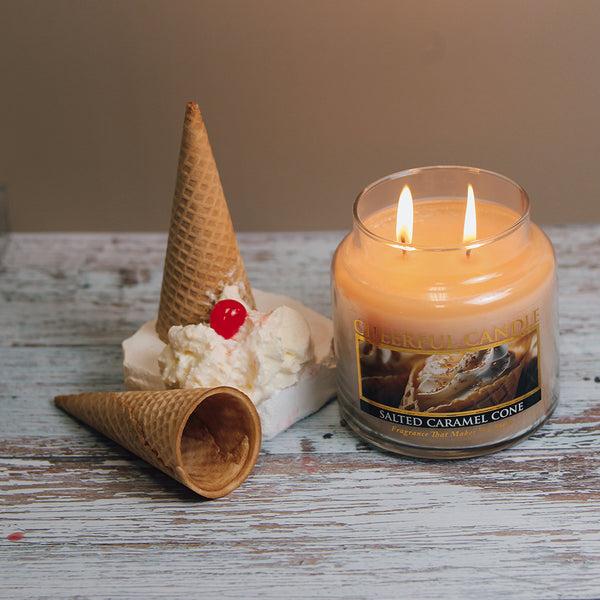 A Cheerful Giver Salted Caramel Cone Scented Candle -16 Oz Double Wick Cheerful Candle