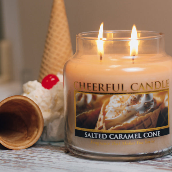 A Cheerful Giver Salted Caramel Cone Scented Candle -16 Oz Double Wick Cheerful Candle