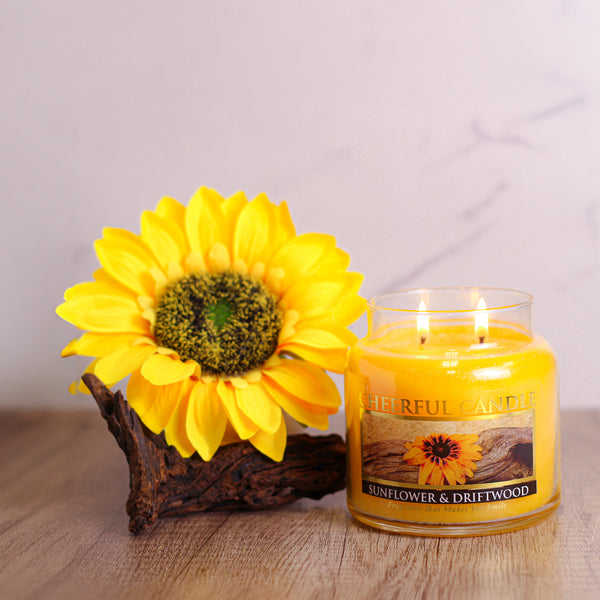 A Cheerful Giver Sunflower & Driftwood - 16 Oz Cheerful Candle