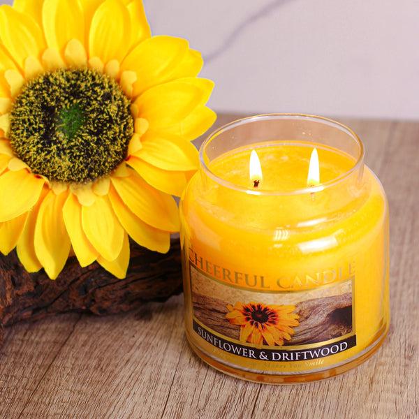 A Cheerful Giver Sunflower & Driftwood - 16 Oz Cheerful Candle