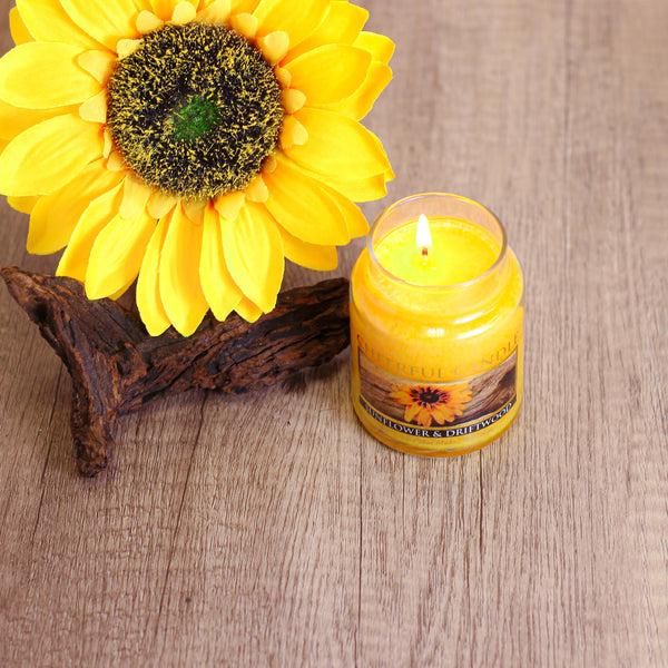 A Cheerful Giver Sunflower & Driftwood - 6 Oz Cheerful Candle