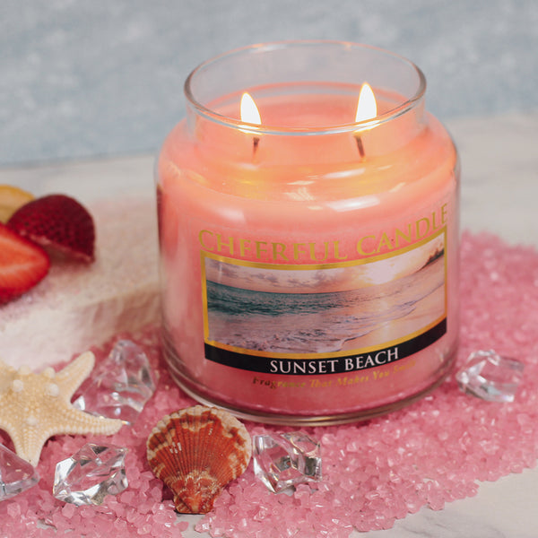 A Cheerful Giver Sunset Beach Scented Candle -16 Oz Double Wick Cheerful Candle