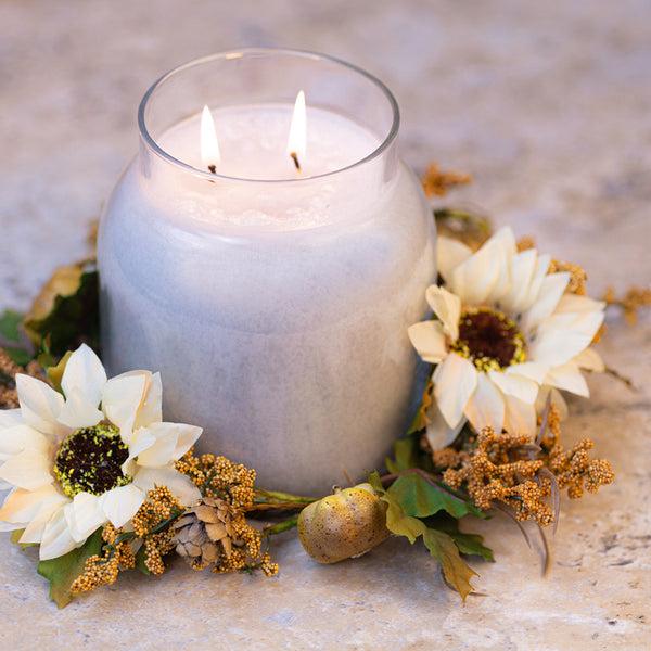 A Cheerful Giver White Sunflower & Pumpkin - Candle Ring