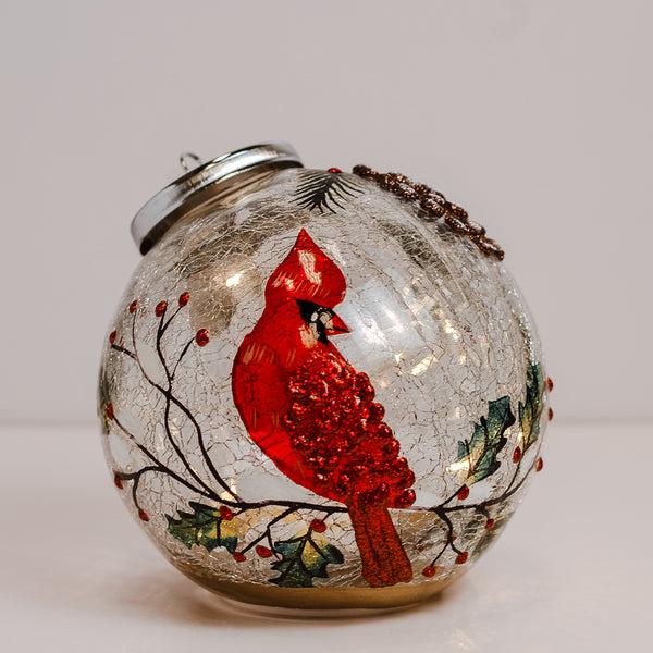 A Cheerful Giver Winter Cardinal - Crackle Glass Ornament