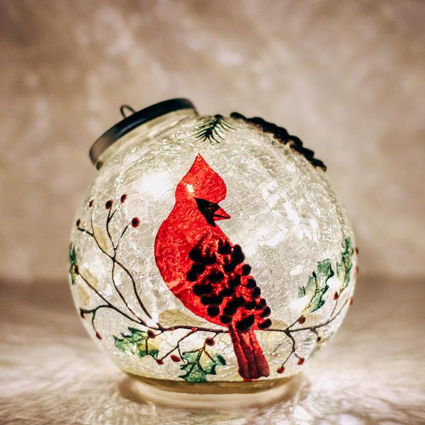 A Cheerful Giver Winter Cardinal - Crackle Glass Ornament
