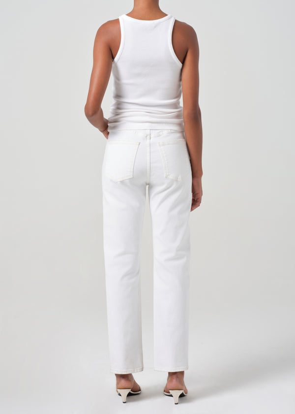 A Gold E 90's Pinch Waist High Rise Straight Marshmellow