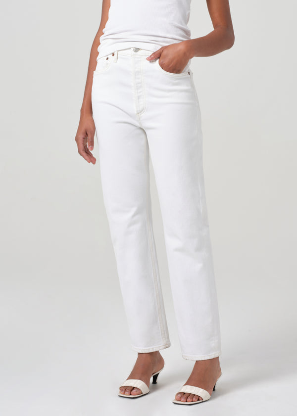 A Gold E 90's Pinch Waist High Rise Straight Marshmellow