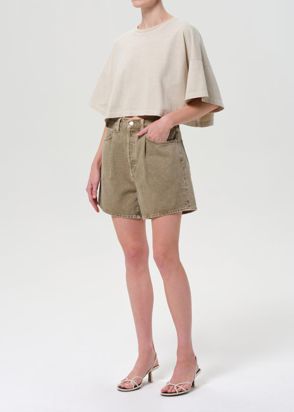 A Gold E Arli Oversized Cropped Tee Brown Rice