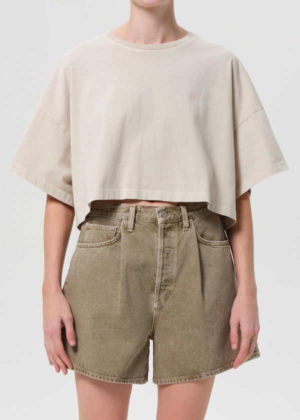 a gold e Arli Oversized Cropped Tee Brown Rice