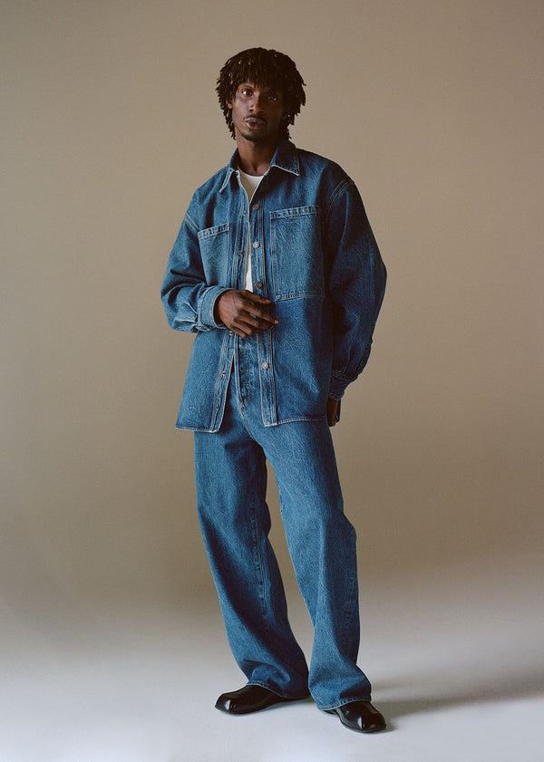 a gold e Atticus Shirt Creased Indigo