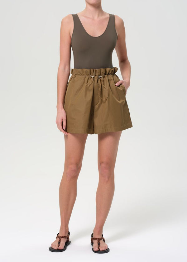 a gold e Lydia Pull On Gather Short Khaki