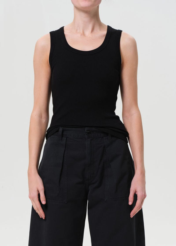 a gold e Poppy Tank Black