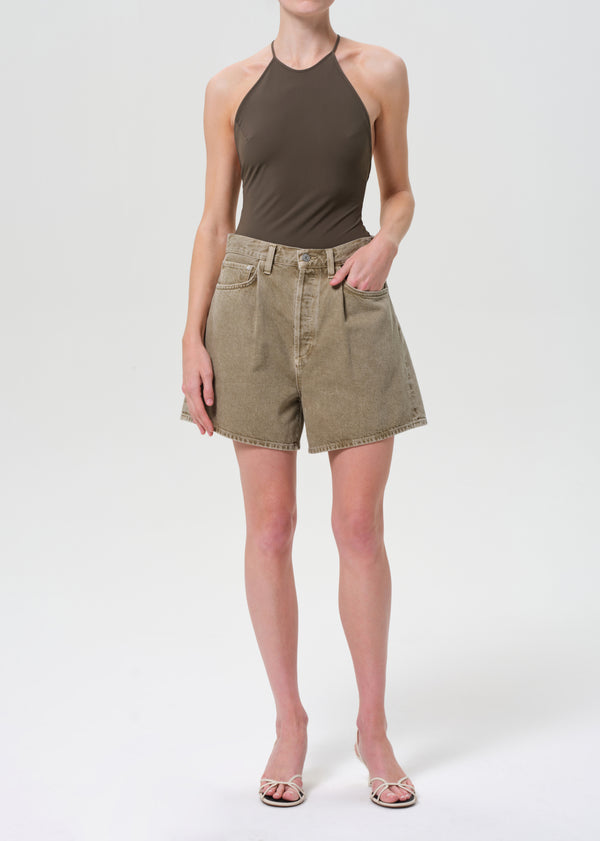 a gold e Rhoda Pleated A-Line Short Cholla