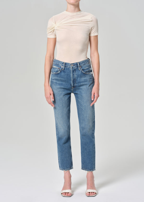 a gold e Riley High Rise Straight Crop Frequency