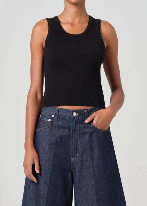 a gold e Shrunken Poppy Tank Black