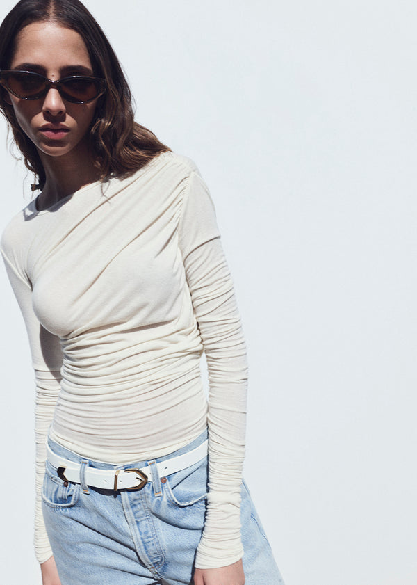 A Gold E Tania Twist Tee Oat Milk