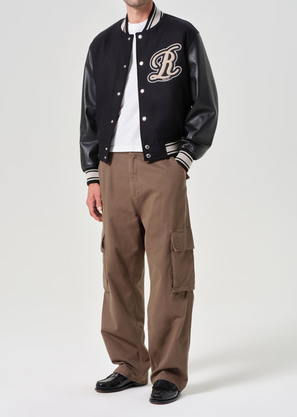 A Gold E AGOLDE / RSVP Varsity Black Wool Leather Combo Black