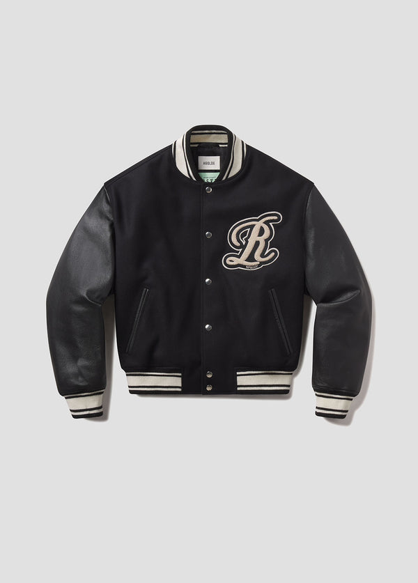 a gold e AGOLDE / RSVP Varsity Black Wool Leather Combo Black