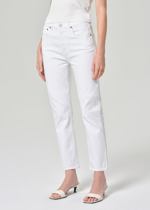 A Gold E Riley High Rise Straight Crop (Stretch) Sour Cream