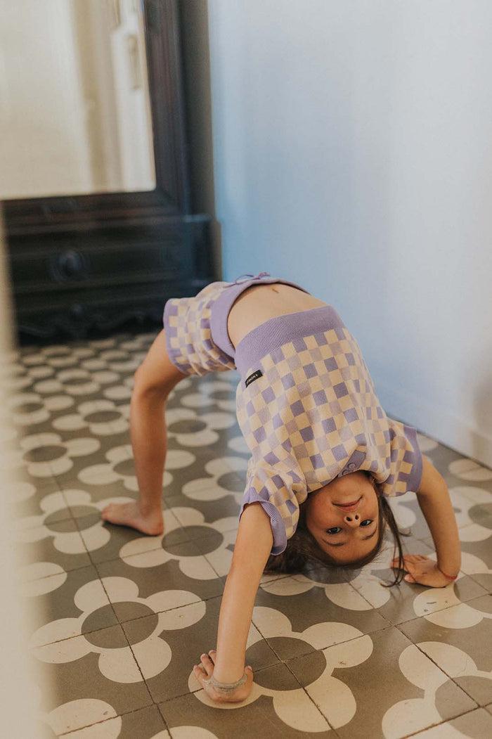 A Monday In Copenhagen Andie Shorts African Violet Check Print