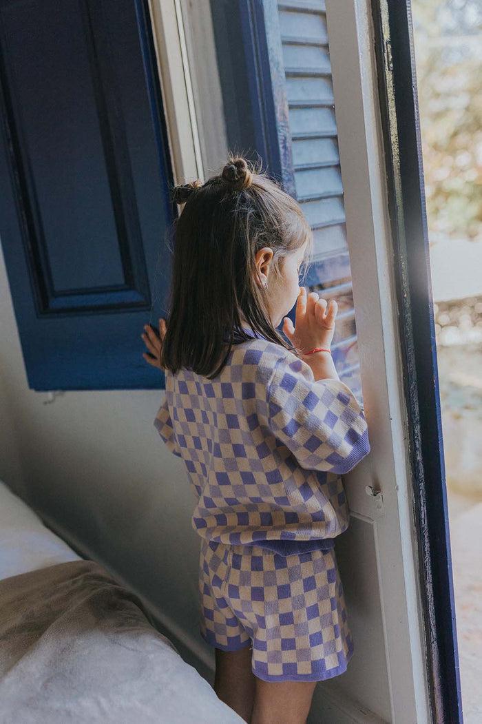 A Monday In Copenhagen Andie Shorts African Violet Check Print