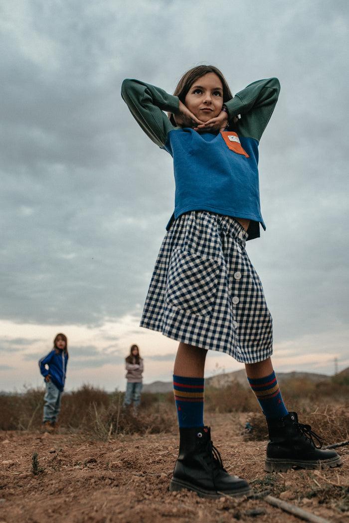 A Monday In Copenhagen Chiara Skirt Estate Blue Check